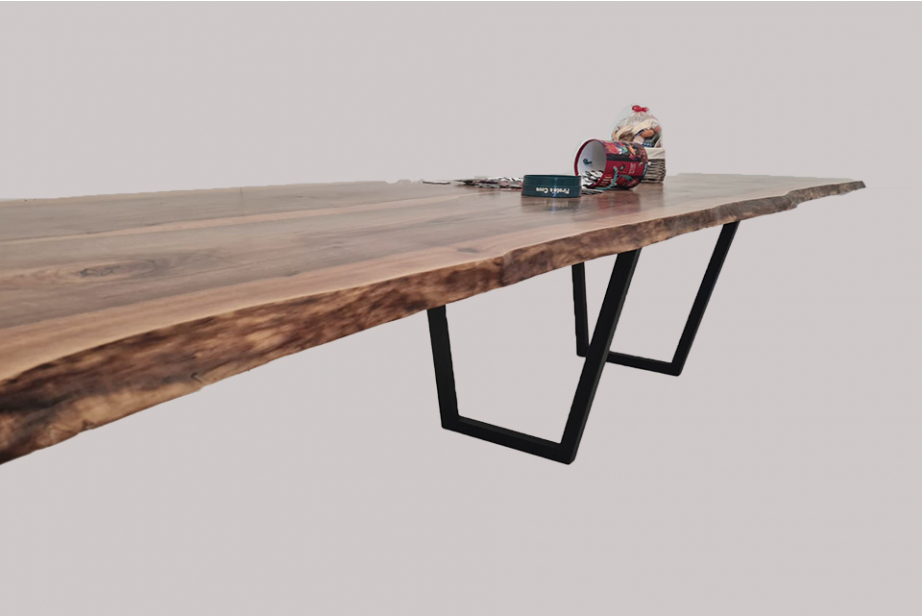 European Walnut Dining Room Table Top Live Edge UV Lacquered (with Resin) 38mm By 900mm By 4090mm TB037 3
